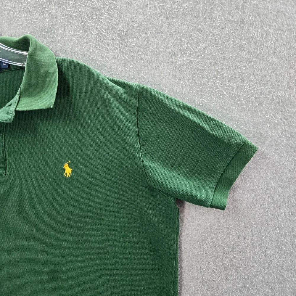 Polo Ralph Lauren Men Polo Shirt Large Green Logo Embroidered Short Sleeve READ